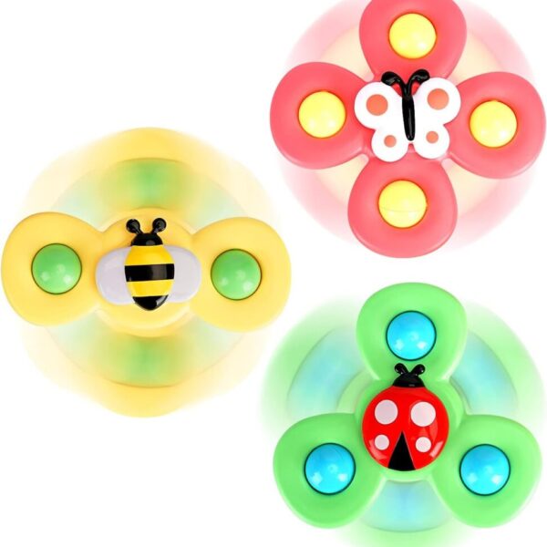 3PCS ALASOU Suction Cup Spinner Toys for 1 2 Year Old Boy&Girl|Spinning Tops Toddler Toys