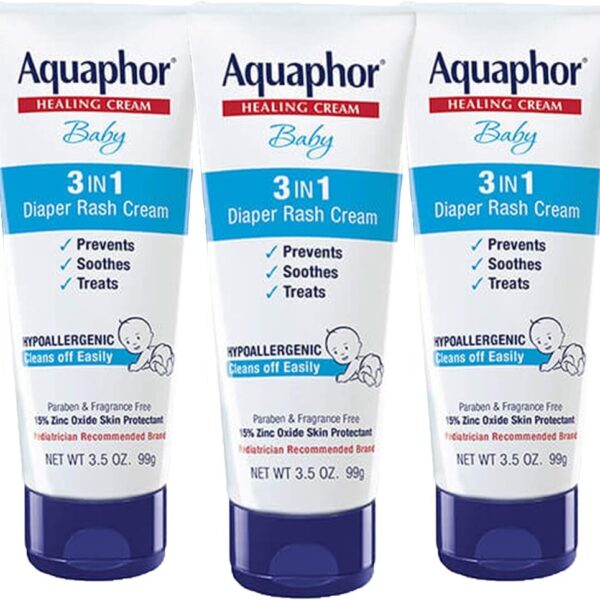 Aquaphor Baby Diaper Rash Cream, 3-in-1 Diaper Rash Relief